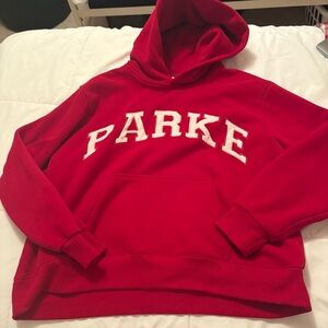 Red parke hoodie